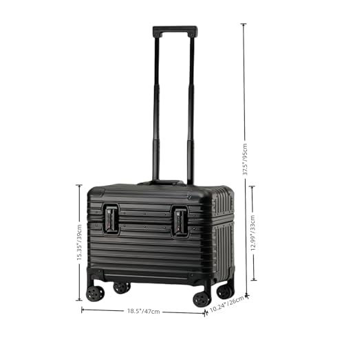 Full Aluminum Rolling Camera Bag 18" Carry on | Detachable wheels, TSA locks, adjustable dividers, lightweight aluminum luggage, fits 17" laptop for commercial photography