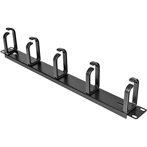 StarTech 1U 19in Rack Cable Management Panel, D-Ring, Metal (CABLMANAGER2) | Horizontal or vertical wire manager, 3in ABS plastic hooks spaced 4in, Fits 2 or 4-post racks - style: 1U Multi-Direction Rotating
