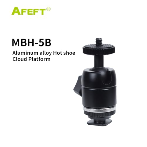 Mini Ball Head Hot Shoe Adapter, 360° Swivel 1/4" Thread Camera Mount for DSLR, Tripod, Monitor, LED Video Light & Microphone, Heavy Duty Metal Cold Shoe Bracket for Vlog & YouTube.