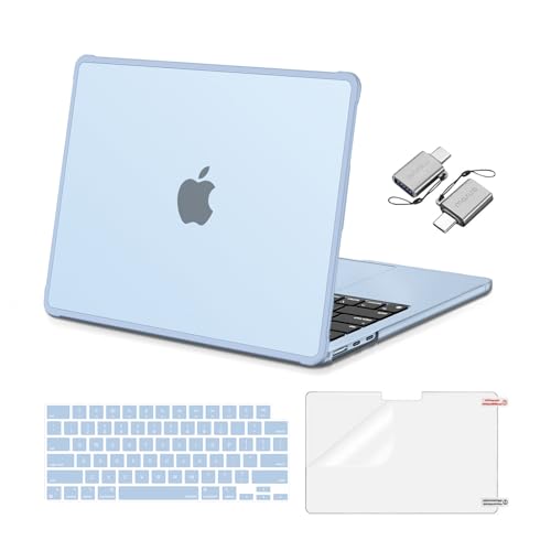 MOSISO Compatible with MacBook Air 13 inch Case M5 M4 M3 M2 2026-2022 A3449 A3240 A3113 A2681,Protective Hard Case&Keyboard Skin&Screen Film&Type C with TPU Bumper for MacBook Air 13.6, Sky Blue - color: Sky Blue