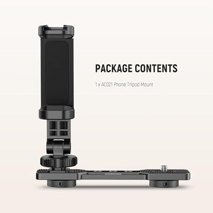 NEEWER Phone Holder Mount Compatible with DJI Osmo Pocket 4 & Pocket 3, Accessories Expansion Cell Phone Mount with 1/4" Threads for Tripod/Extension Rod, Cold Shoe for Mini Video Light, Mic, AC021 - style: AC021