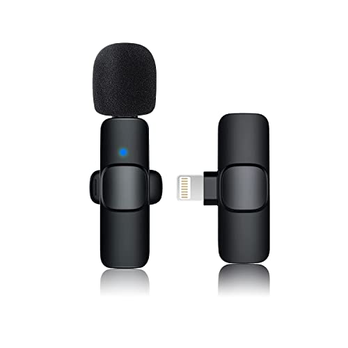 Bulatry Wireless Lavalier Lapel Microphone for iPhone iPad, Bluetooth Mini Clip-on Shirt Phone Mic for Video Recording, TikTok, YouTube, Interview, Podcast