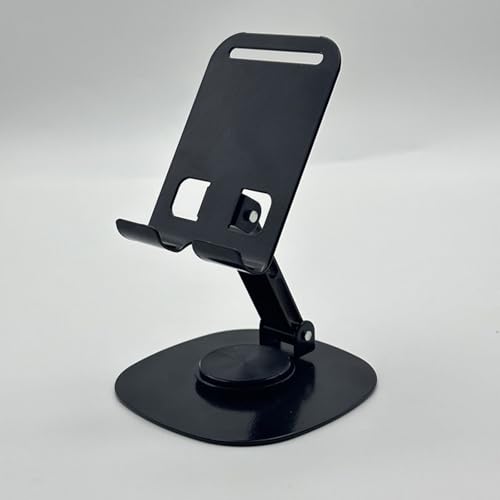 360° Rotatable Aluminum Desktop Stand – Sturdy Metal Stand for Phone & Tablet, Ideal for Live Streaming & Hands-Free Viewing (Black) - color: Black