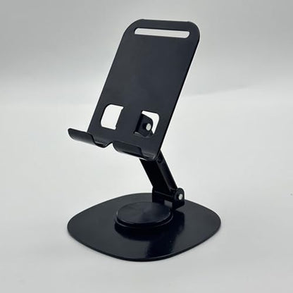 360° Rotatable Aluminum Desktop Stand – Sturdy Metal Stand for Phone & Tablet, Ideal for Live Streaming & Hands-Free Viewing (Black) - color: Black