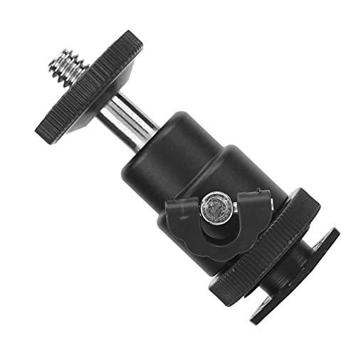 Mini Ball Head 360 Degree Panoramic Tripod Head with 1/4' Screw & Cold Shoe, All Metal Camera Mount Adapter for DSLR, Monopod, Light Holder, Action Cam, Smartphone