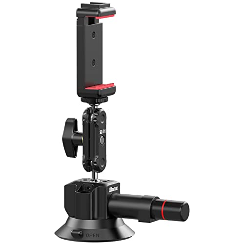 UURig SC-01 Suction Mount 3" for Vlogging Camera Car with Smartphone Clamp | Compatible with DJI OSMO Pocket 3/Pocket 4/Pocket 4 Pro/Luna/OSMO 360/Insta 360 x5/Xtra Muse/iPhone 17 16 15, 1/4" Magic Arm - size: 3" SC-01 Suction Mount
