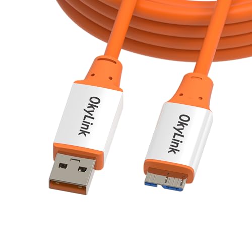 OkyLink USB 3.2 Gen 2 A to Micro-B Cable Male to Male 10Gbps, 10ft | 3m, for External Hard Drive SSD HDD & Extended Long-Reach Storage Connection - color: Orange USB3.2, size: 10ft (3m)