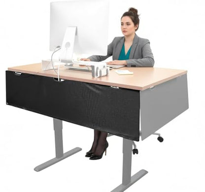 Mount-It! Under Desk Modesty Panel for Office Desks and Sit Stand Workstations [60 Inches Wide] Mesh Organizer Pockets for Cables and Wires (Black) - size: 60 inches