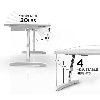Limitless TotalDesk Portable Workstation and Lap Desk with Adjustable Height & Tilt (White) - color: White