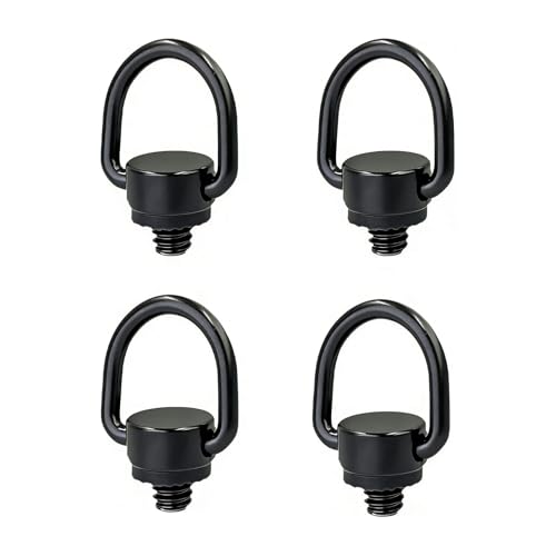 4Pcs Stainless Steel D Ring Screw Adapter, 1/4"-20 Camera D Ring Screw with Rubber Padded for Tripod Camera Shoulder Straps, Selfie Sticks, Gimbals, Black - color: Black