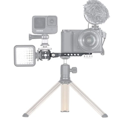 NICEYRIG 3-Side Triple Cold Shoe Extension Bracket Heavy-Duty Cheese Bar with 1/4 Threads for Tripod Selfie Stick Gimbal, Camera Phone Vlog Vlogging Light Mic Mount - 468