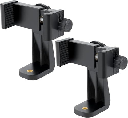 Dual-Mount Smartphone Tripod Adapter Set – Vertical & Horizontal Phone Holder with 1/4” Screw, Adjustable Clip for iPhone & Android, Tripods, Ring Lights & Selfie Sticks (2-Pack) - style: 3) 2 Pack Rotating Phone Mount