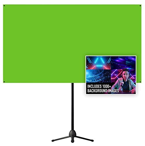 Valera 90in Green Screen Backdrop with Stand for Streaming, Ultra Portable 2 Min Setup, Portrait & Landscape, Tripod & Wall Mount, for Tiktok Zoom Video Meetings & More, +1k Free Backgrounds Included - size: 90 Inch