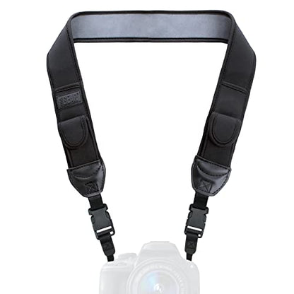 USA Gear TrueSHOT Camera Strap Neoprene Camera Straps - Padded Neck Strap, Pockets, and Quick Release Buckles - Compatible with Canon, Nikon, Sony and More DSLR and Mirrorless Cameras (Black) - color: Black