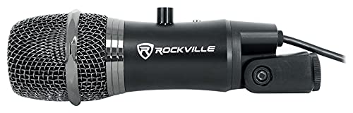 ROCKVILLE A-Stream Live Streaming USB Microphone w Gain+Mute Control+Stand+Cable | Desktop Stand, USB Cable, Plug and Play, Windows/Mac, 14mm Cartridge, Omni-Directional, 20Hz-20kHz