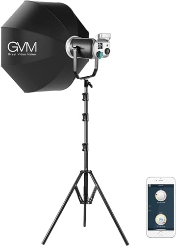 GVM 200W LED Video Light with Softbox, SD200D Photography Studio Lighting Kit with Bluetooth/DMX Control, 93000lux@0.5m 3200K-5600K Bi-Color Continuous Output Lighting for YouTube, Video, Filming