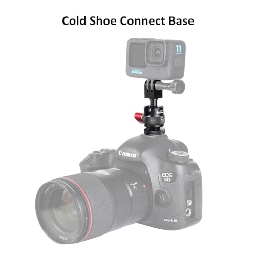 HSU Cold Shoe Mount Adapter, Aluminum 1/4”-20 Screw Hole 360° Rotation Camera Tripod Mount for GoPro Hero 13/12/11/10/9/8/7/DJI Osmo Action, Applicable for Tripod Selfie Stick and DSLR Camera Flash