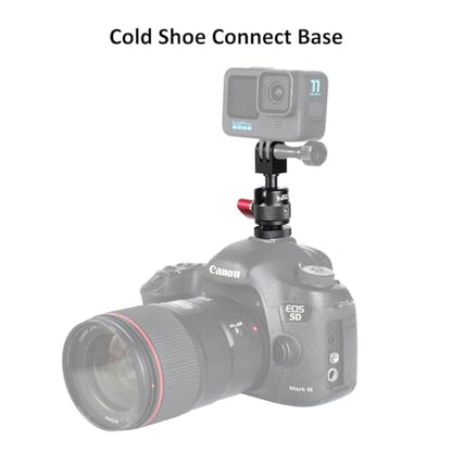 HSU Cold Shoe Mount Adapter, Aluminum 1/4”-20 Screw Hole 360° Rotation Camera Tripod Mount for GoPro Hero 13/12/11/10/9/8/7/DJI Osmo Action, Applicable for Tripod Selfie Stick and DSLR Camera Flash