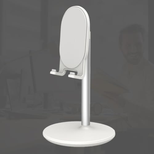 WOONEKY Universal Desktop Phone Stand Bracket for Home and Office Metal Alloy Phone and Tablet Holder Support with Rotatable Base for Live Streaming and Video Calls
