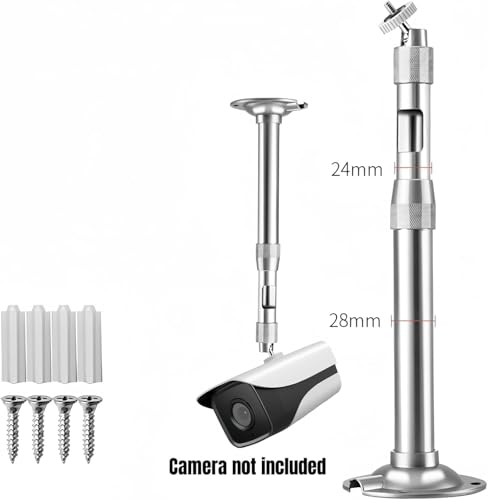 Telescoping Security Camera Mount (20-40cm/7.9-15.7in) with 1/4" Screw Interface & Adapter Plate - Aluminum Bracket for Universal Camera Compatibility, Indoor/Outdoor Use