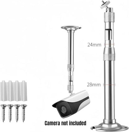Telescoping Security Camera Mount (20-40cm/7.9-15.7in) with 1/4" Screw Interface & Adapter Plate - Aluminum Bracket for Universal Camera Compatibility, Indoor/Outdoor Use