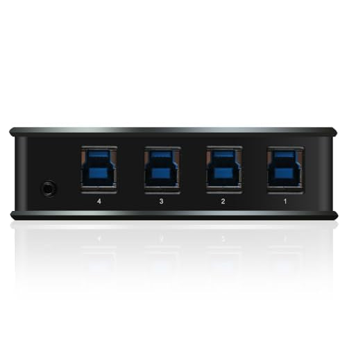 IOGEAR 4x4 USB 3.0 Peripheral Sharing Switch - Share 4 USB Devices Between 4 Computers - LED Indicators - Cables & Remote Included - PC - MAC - Printer - Scanner - Mouse/Keyboard and More - GUS434 - size: 4x4, style: USB 3.0