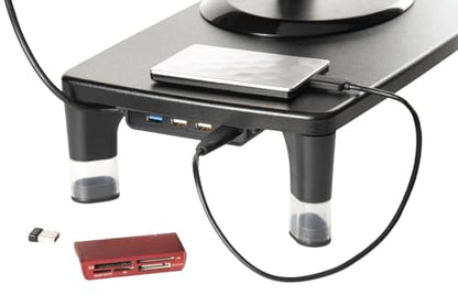 3M Adjustable Monitor Stand with 4-Port USB Hub, Black, Great for Computer Monitors, Laptops, TVs, Speakers, Printers and More