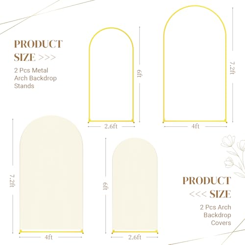 Toolterritary Metal Arch Backdrop Stand and Cover Set, 8FT, 6.6FT Party Backdrop, Easy to Assemble, Backdrop Stand for Parties, Birthday, Baby Shower - color: Beige, size: 8ft, 6.6ft