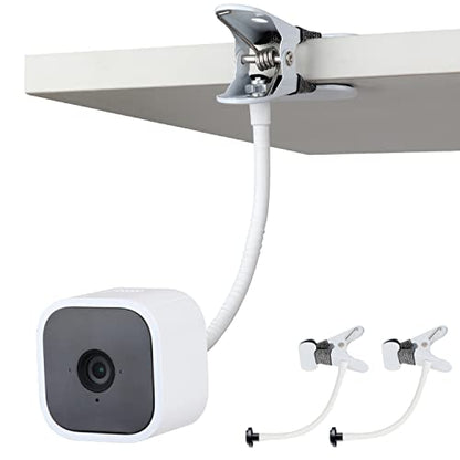iTODOS 2 Pack Flexible Clip Clamp Mount - Compatible with Blink Mini, Outdoor (3rd Gen) XT3, XT, XT2, Indoor - 8 Inch Flexible Gooseneck Arm - Attach Camera Anywhere - size: Blink Flexible Clamp Mount White
