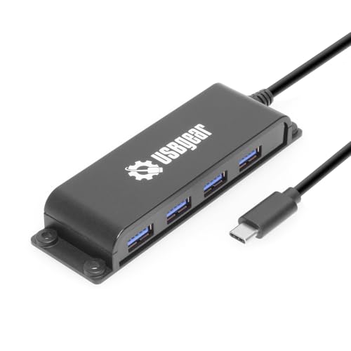 USBGear 4-Port USB-C Portable Hub w/ 3.3ft Cable, 10Gbps Transfer for Laptops, Phones, Hard Drives & More - style: USB Type C Upstream
