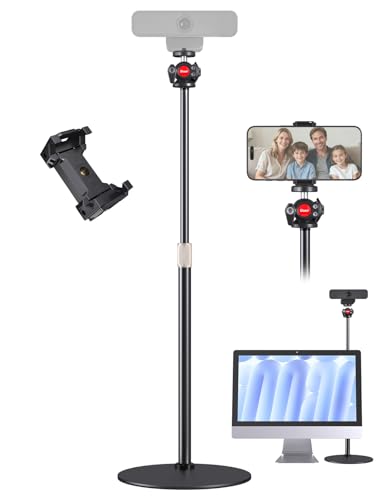 Webcam Stand for Desk, Raise Height Desktop Stand with Adjustment for Logitech Webcam C920 C922 BRIO, 360°Rotatable Ballhead Desktop Tripod for Live Streaming/Video Calling with 1/4" Thread - size: 15.3" - 25.8" in height