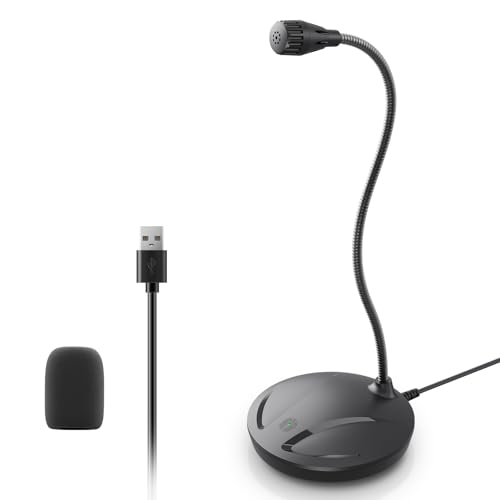 Instrument Microphone for Singing, Podcasting, Voice Video Recording, Plug & Play USB Desktop Microphone for PC with Mute Button & LED Indicator, Compatible with Windows/Mac - color: Black 1