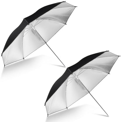 [2 Pack] 43" Black/Silver Reflective Umbrella Kit for Contrast, Concentrative Light, Studio/Outdoor Photo and Video Lighting Accessories - color: 2* 43" Black
