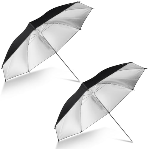 [2 Pack] 43" Black/Silver Reflective Umbrella Kit for Contrast, Concentrative Light, Studio/Outdoor Photo and Video Lighting Accessories - color: 2* 43" Black