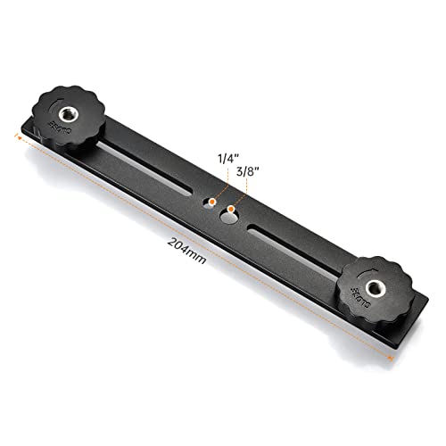 UTEBIT 8 inch Flash Bracket, with 1/4" Screw Hot Shoe, 1 Pack | Dual Camera Mount Flash Bracket Extension Bar, Straight Flash Brackets Tripod Mount for DSLR Camera LED Light, Black - size: 8 Inch
