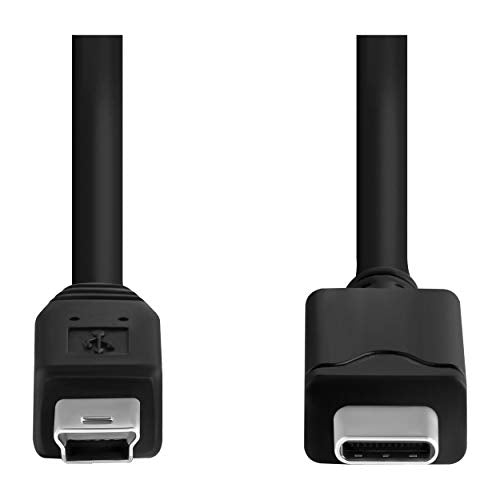 20-Foot Mini USB 5-Pin to USB Type C Cable - Extra Long Tethering Cable - Compatible with Canon, GoPro, Yeti Microphones, Dash Cams, Tomtom GPS Systems, MP3 Players and More.