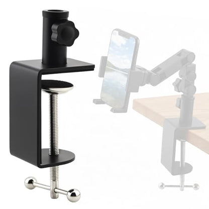 Heavy Duty Metal Desk Clamp,Upgrad C-Clamp Mount for Mic Boom Arm Desk Lamp | 12mm mounting hole. Rubber-lined jaws prevent wear.Fits max 58mm Desk. Quick knob adjustment. For mic arms/phone stands/lamps - color: Black