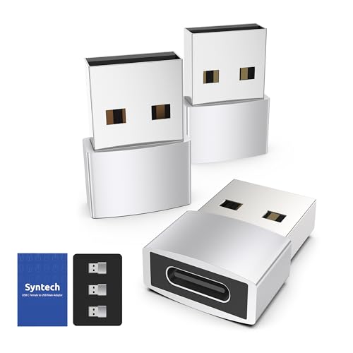 Syntech USB C Female to USB A Male Adapter 3 Pack, Type C Charger Cable Power Adapter Compatible with iPad Air 7, iPhone 17/16/15/14 Pro Max, Apple Watch Series 10/9/8, Samsung Galaxy S20 etc, Silver - color: Silver