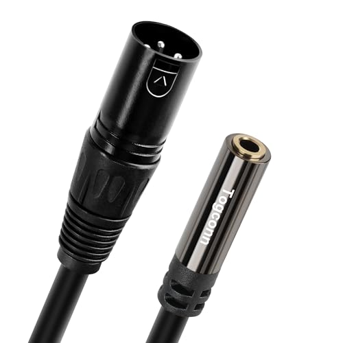 XLR Male to 3.5mm Female Cable Adapter, 2 Feet TRS Stereo Balanced Connector Converter, 3-Pin (1/8 Inch) - color: Black