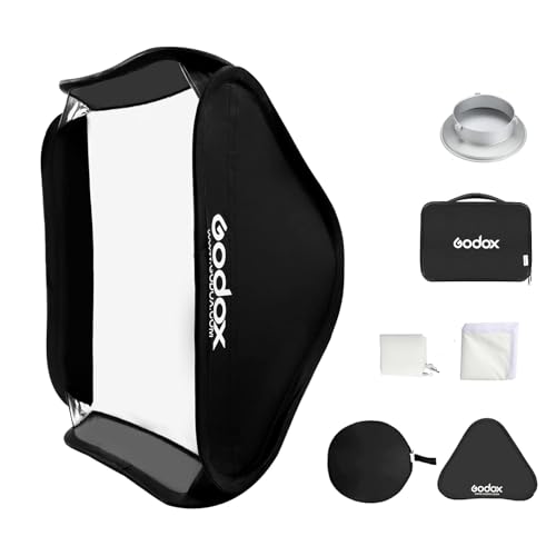 Godox 32x32 inches / 80x80cm Portable Foldable Studio Flash Softbox Diffuser kit with Bowens Mount Speedring and Carrying Case for Portraits,Product Photography and Video Shooting with USB LED