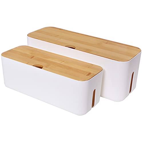 Changsuo Cable Management Box Set Cable Organizer Boxes for Extension Cord Power Stripe Surge Protector Wire Management Organizer Cover Hider for Desk Home Office Kitchen (Small & Large White) - color: White, size: Small & Large