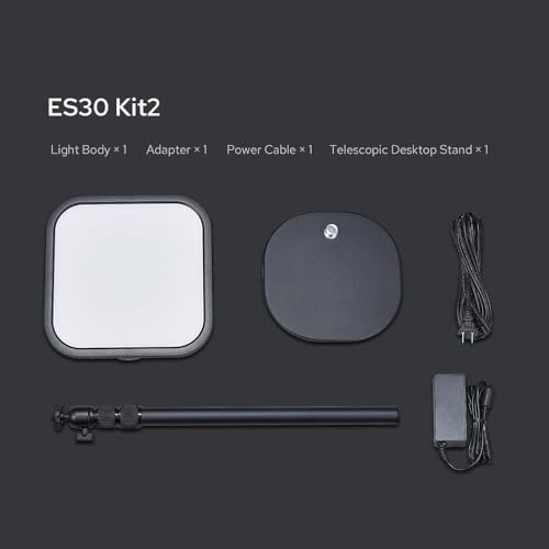Godox ES30 Key Light, 2250Lumens Desk Light for Streaming with Extendable Desk Stand, 0-100% Brightness & 2800-6500k Color Temperature APP Control, Soft Light Panel for Streaming, Zoom Calls, YouTube