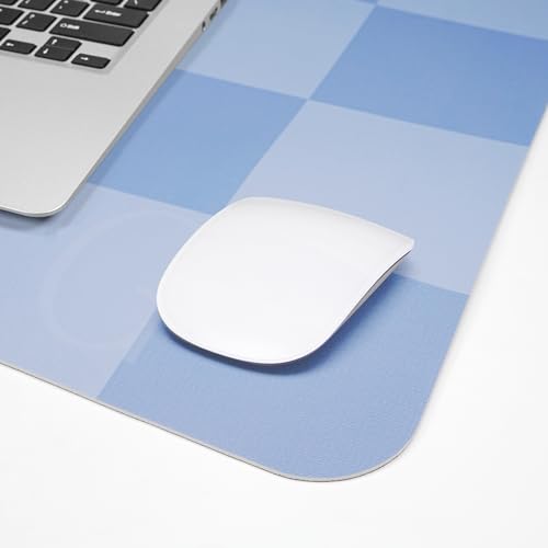 AFIING Light Blue Desk Mat 31.5" x 12", Waterproof PU Leather Desk Pad | Non-Slip Rubber Base, Easy Clean Surface, Desk Protection, Office & Home - color: Lightblue