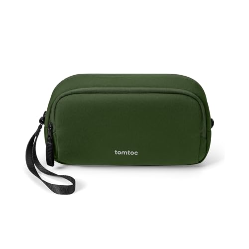 tomtoc Electronic Organizer Travel Case, Water Resistant Dual Compartment Tech Pouch Cable Organization Storage Bag for Charger, Cord, Phone, Hard Drive, Power Bank, Accessories Travel Essentials - color: Green, size: Medium