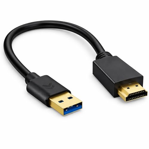USB to HDMI Charger Cable 0.5M, USB-A to HDMI Adapter for Mac/iOS/Windows 10/11, Mini HDMI Video Cable for Monitor, HDTV, Projector – Plug & Play (Black)