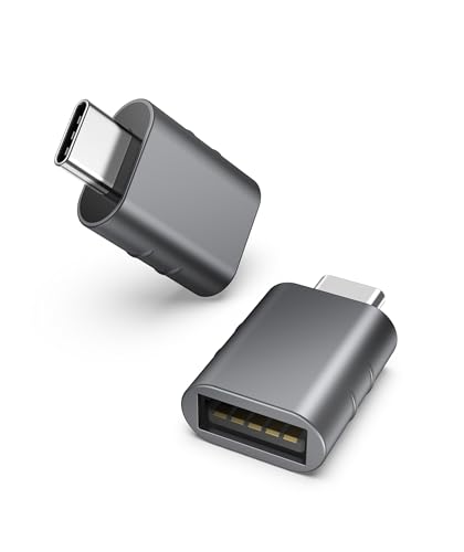 Syntech USB C to USB Adapter Pack of 2, USB 3.0 Female to Thunderbolt 4/3 Adapter Compatible with MacBook Pro Air 2024, Surface, iPad, iPhone, Galaxy Notebook, XPS and More Type C Devices, Space Grey - color: Space Grey, size: 1.08 X 0.65 X 0.32 Inch