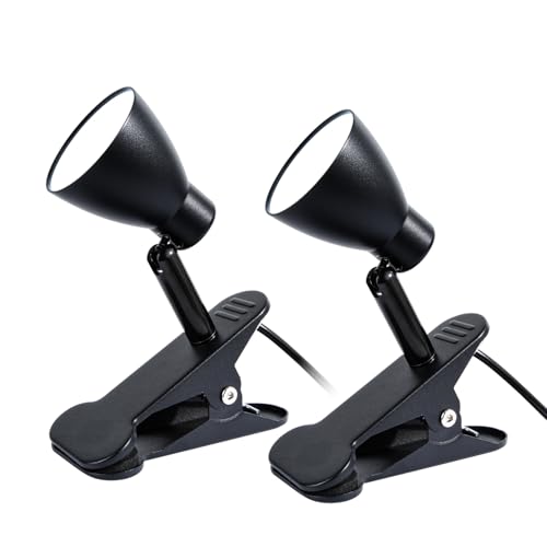 CRI 90+ Clip on Reading Lamp, Clip on Light for Bed headboard/Desk/Bunk/Table/Shelf, Bedside Reading Light with 3 Color Temperature Options, 10 Dimmable Brightness Levels (6W/2Packs) - size: 2 Packs Short Neck Clip