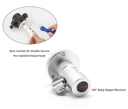 PHOCUS Baby Ball Head Adapter (5/8" Stud to 3/8" Thread), C Stand Camera Mount Adapter for Tripod Head on Photography Light Stand with Baby Pin or Junior Receiver