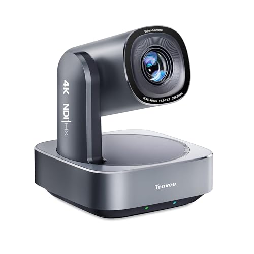 Tenveo 4K NDI 6 & NDI HX3 PTZ Camera, AI Humanoid & Face Auto-Tracking, 20X Optical + 8X Digital Zoom, USB3.0/HDMI/LAN PoE IP Live Streaming for Church Worship Broadcast Events Video Conference OBS - color: Silver Grey