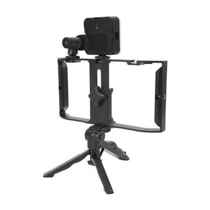 Phone Live Streaming Kit with Fill Light Microphone and Handheld Tripod for Vlogging Video Rig Smartphone Recording Setup